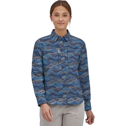 Patagonia - Sol Patrol Long-Sleeve Shirt - Women's - Rock Cycle Multi Small/Current Blue
