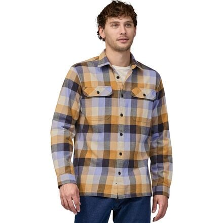 Patagonia Men's Long-Sleeved Organic Cotton Midweight Fjord Flannel Shirt Guides: Dried Mango / L