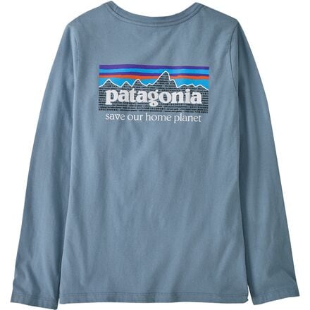 Patagonia Regenerative Organic Cotton Long-Sleeve T-Shirt - Girls' P-6 Mission: Light Plume Grey, XS
