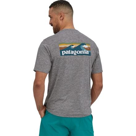 Patagonia - Cap Cool Daily Graphic Shirt - Waters - Men's - Boardshort Logo Abalone Blue: Feather Grey