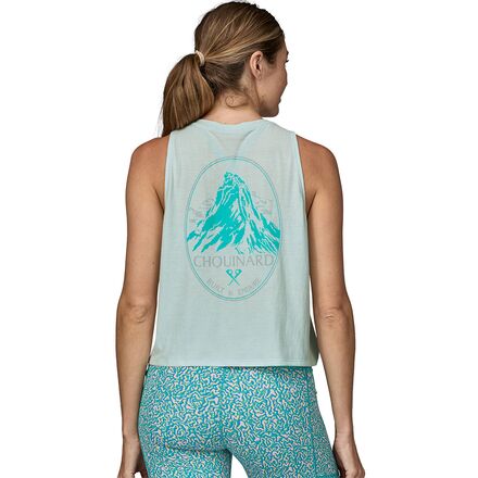 Patagonia - Cap Cool Trail Cropped Tank Top - Women's - Chouinard Crest/Wispy Green