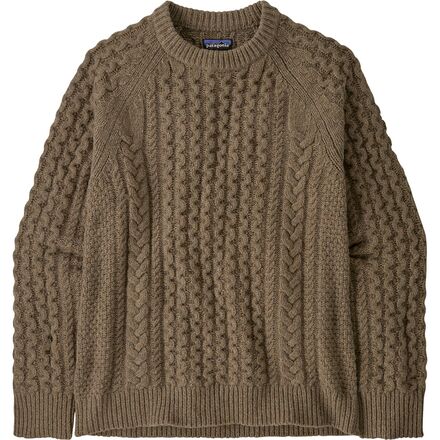 Patagonia - Recycled Wool-Blend Cable Knit Crewneck Sweater - Men's - Marlow Brown