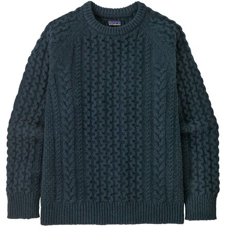 Recycled Wool-Blend Cable Knit Crewneck Sweater - Men's