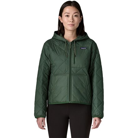 Diamond Quilted Bomber Hooded Jacket - Women's