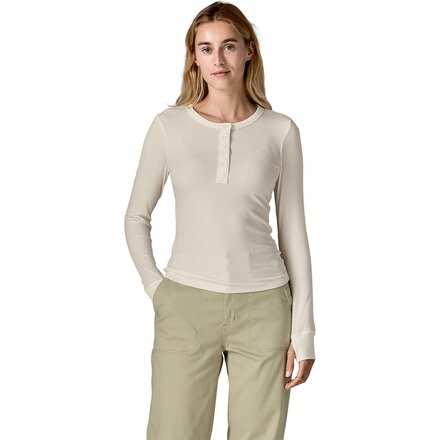 Rib Knit Long-Sleeve Henley - Women's