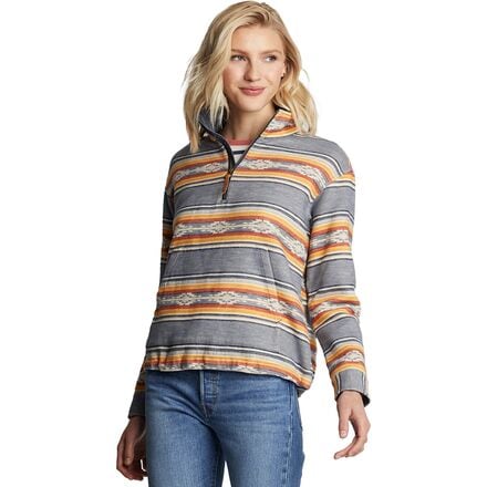 Pendleton - Half-Zip Pullover Sweatshirt - Women's - Denim Saltillo Stripe