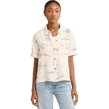 Pendleton - Button-Up Cotton Gauze Short-Sleeve Shirt - Women's - Ivory Beach Multi