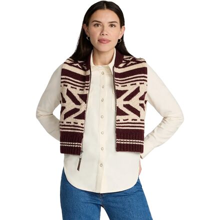 Graphic Wool Zip-Up Sweater Vest - Women's
