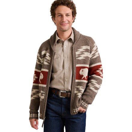 Bison Lambswool Zip Cardigan - Men's