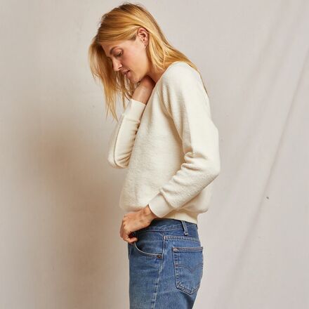 perfectwhitetee - Reverse Fleece Shrunken Crew Sweater - Women's