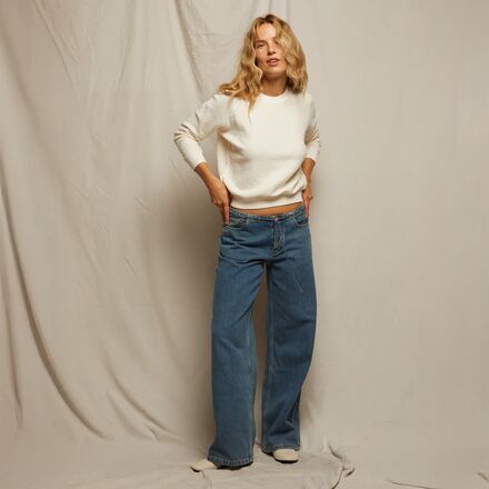 perfectwhitetee - Reverse Fleece Shrunken Crew Sweater - Women's
