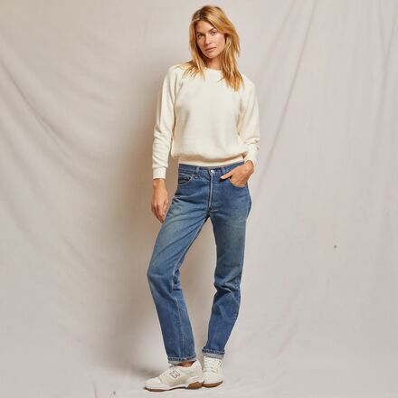 perfectwhitetee - Reverse Fleece Shrunken Crew Sweater - Women's