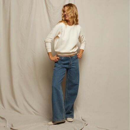 perfectwhitetee - Reverse Fleece Shrunken Crew Sweater - Women's
