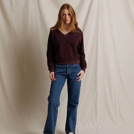 perfectwhitetee - Ziggy Reverse Fleece Shrunken Crew Sweater - Women's