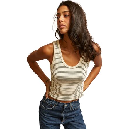 Stripe Structured Rib Bra Friendly Tank Top - Women's