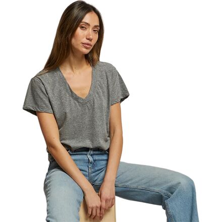 Cotton Boxy V Neck T-Shirt - Women's