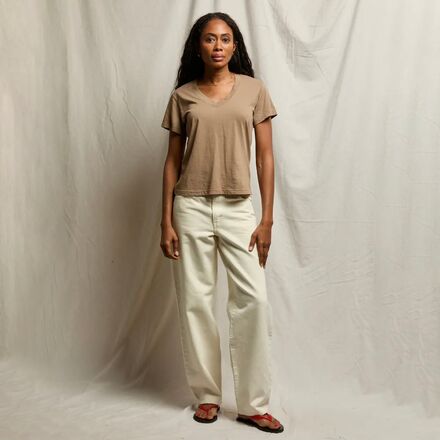 perfectwhitetee - Hendrix Cotton Boxy V Neck T-Shirt - Women's
