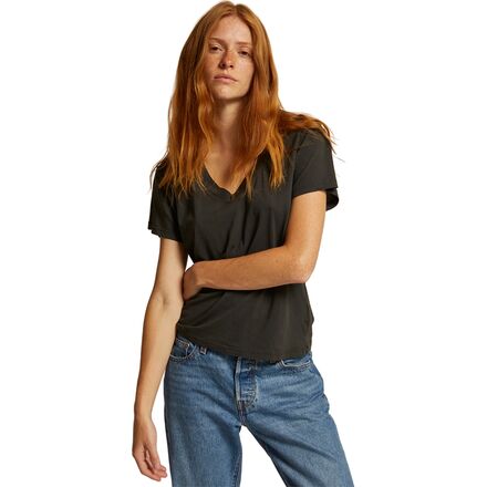 Cotton Boxy V Neck T-Shirt - Women's