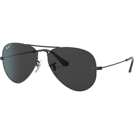 Ray-Ban - Aviator Large Metal Polarized Sunglasses - Black/Black Polar