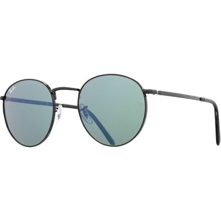Ray-Ban - New Round Sunglasses - Black/Green Mirror Blue