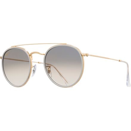 Ray-Ban - Round Double Bridge Legend Gold Sunglasses - Legend Gold/Clear Gradient Grey