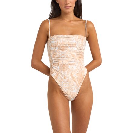 Jean Paisley Scrunched Side One-Piece Swimsuit - Women's