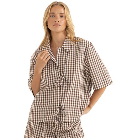 Birdie Gingham Tie Front Top - Women's