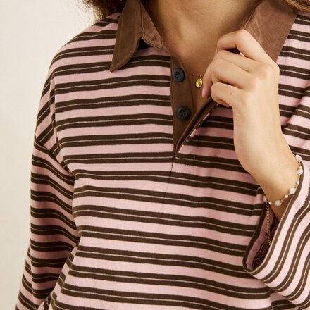 Rhythm - Stripe Jersey Long-Sleeve Rugby Polo - Women's