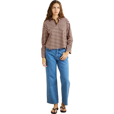 Rhythm - Stripe Jersey Long-Sleeve Rugby Polo - Women's