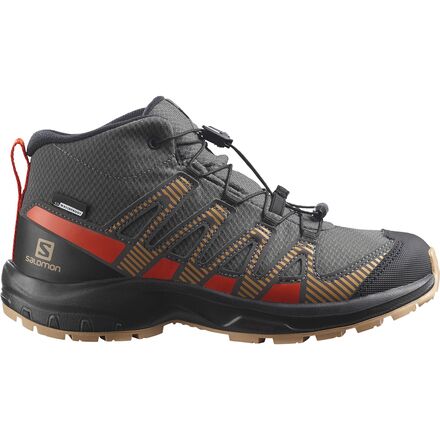 Salomon - XA PRO V8 MID CSWP Hiking Shoe - Kids' - Magnet/Acorn/Cherry Tomato