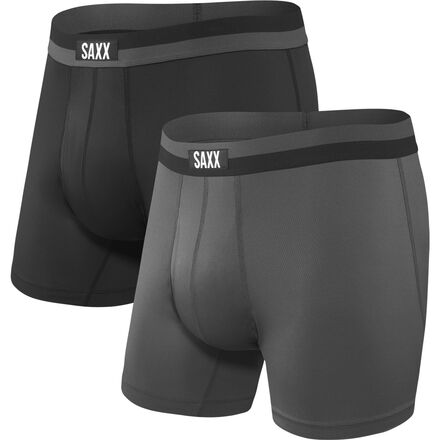 SAXX - Sport Mesh 5in Boxer Brief + Fly - 2-Pack - Men's - Black/Graphite