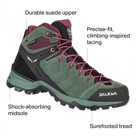 Salewa - Alp Mate Mid WP Hiking Boot - Women's - Duck Green/Rhododendon