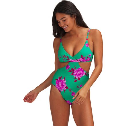 Seafolly - Full Bloom Wrap Front One-Piece Swimsuit - Women's - Jade