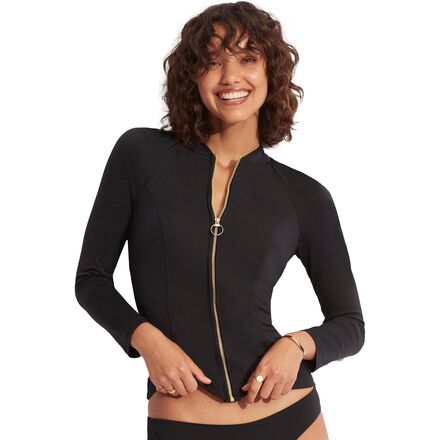 Seafolly - Seafolly Collective Long Sleeve Sunvest Top - Women's - Black