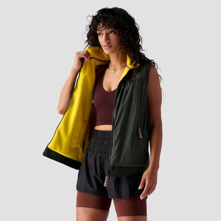 Stoic - Reversible Polar Fleece Vest - Women's - Cyber Yellow/Duffel Bag