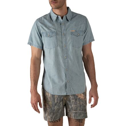Sendero Provisions Co. - The Wyatt Pearl Snap SS Denim Shirt - Men's - Washed Indigo Chambray