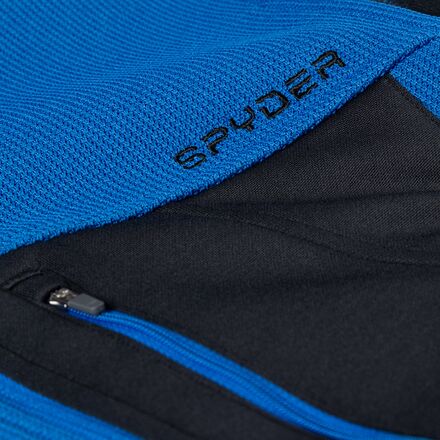 Spyder Men's Full Zip Bonded Knit Vest - Stand Collar, Invisible Pockets, S-3XL (Black/Gray)