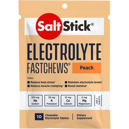 SaltStick  - Fastchews Chewable Electrolyte Tablets - Box of 12 Packets - Perfectly Peach