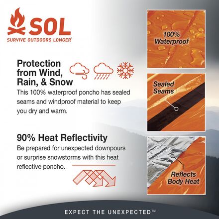S.O.L Survive Outdoors Longer - Heat Reflective Poncho