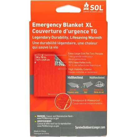 S.O.L Survive Outdoors Longer - Emergency Blanket XL