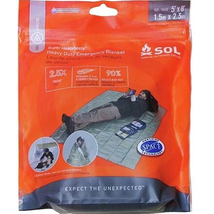 S.O.L Survive Outdoors Longer - Heavy Duty Emergency Blanket - Orange/Silver
