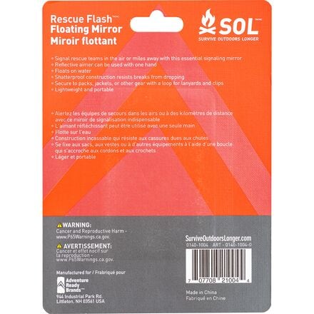 S.O.L Survive Outdoors Longer - Rescue Floating Signal Mirror