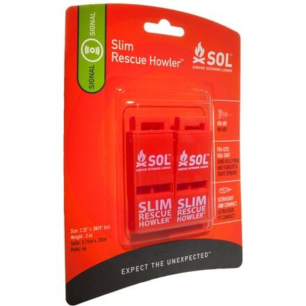 S.O.L Survive Outdoors Longer - Slim Rescue Howler Whistle - 2-Pack