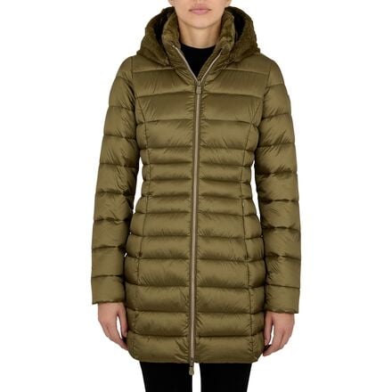 Save The Duck - Maylin Long Faux Fur Hood Puffer Jacket - Women's - Earth Green