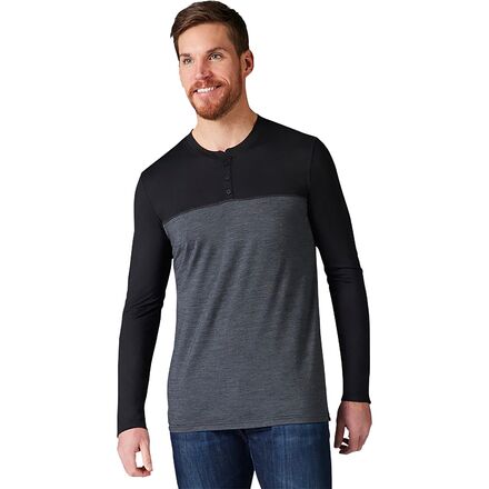 Smartwool - Merino Sport 150 Henley Long-Sleeve Shirt - Men's - Black/Charcoal Heather