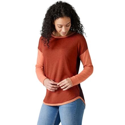 Smartwool - Shadow Pine Colorblock Sweater - Women's - Ginger Heather/Masala Heather Marl