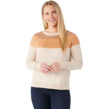 Smartwool - Edgewood Colorblock Crew Sweater - Women's - Almond Heather