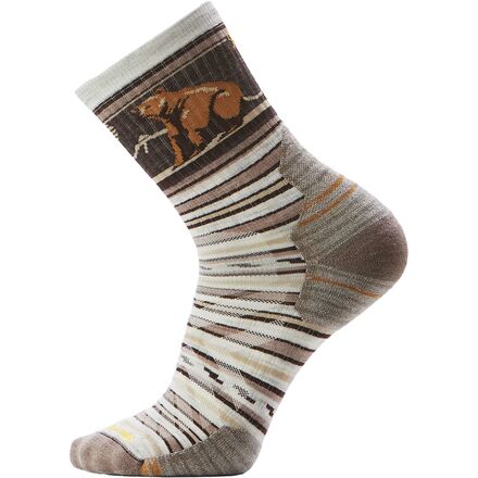 Hike Targeted Cushion Bear Stripe Mid Crew Sock - Men's
