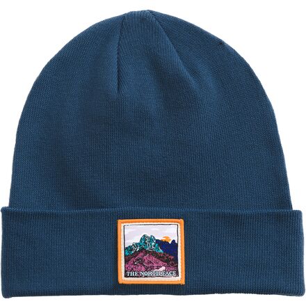 The North Face - Embroidered Earthscape Beanie - Shady Blue/Earthscape Patch