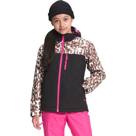 The North Face - Snowquest Plus Insulated Jacket - Girls' - Pinecone Brown Leopard Print